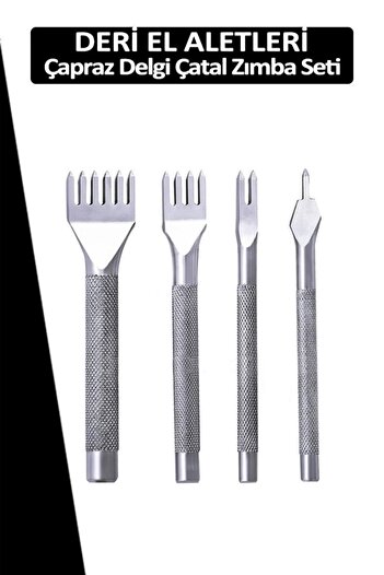 Dopar Cross Punch Fork Puncher 4 Pieces 3 mm Leather Hand Tools