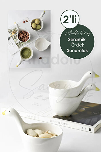 Anadolu Saray 2'li Ördek Tasarım Handmade Seramik Servis Sunum Kasesi Sosluk Reçellik ve İkramlık - Ördek Sunumluk