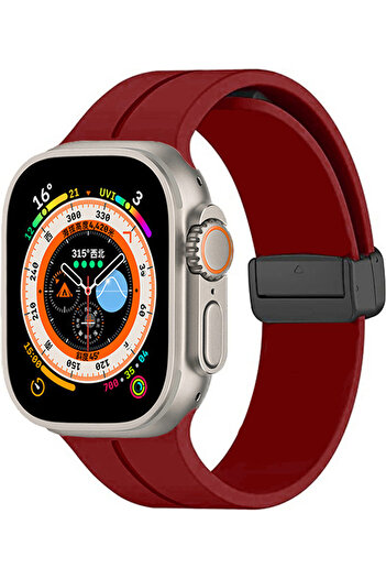 Good Case Apple Watch 4 (44mm) Compatible Metal Buckle Silicone Cord-84 Plum