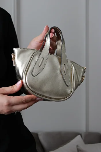 Mimoza Women's Gold Elegant Mini Hand and Shoulder Bag