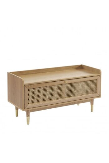 WoodenDecoration01 Noya Rattan Detaylı Bench Ayakkabılık