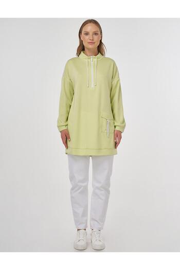 Kayra Garnished Scuba Sweatshirt Lime