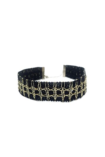 SYAZE Gold Embroidered Choker and Bracelet Set