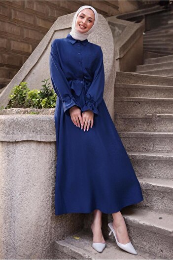 TRENDTESETTÜR Women's Dark Blue Lace Detail Skirt Suit t 3294