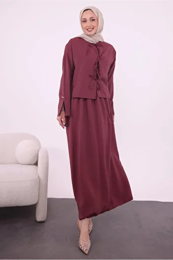 TRENDTESETTÜR Women's Bordo Jacketed Dress Suit t 9194