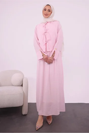 TRENDTESETTÜR Women's Pink (Dust Pink) Jacket and Dress Set t 9194