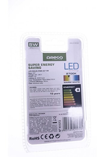 Omega Bec Led Bulb Omega 2700K E27 5W [41572] - OMLE27B-5W