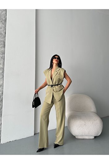 MYGİYİMİSTANBUL Women's Blazer Vest Pantalon Suitbottom - Top Suit
