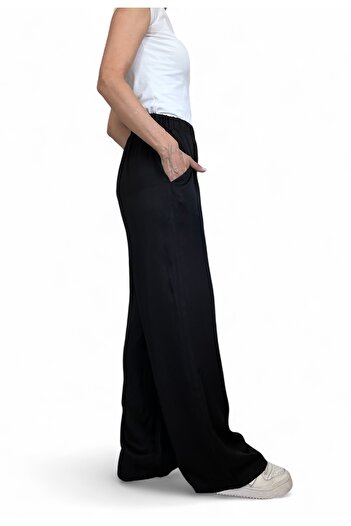 İrem Tekstil Kadın Siyah Kumaş Bol Pantalon
