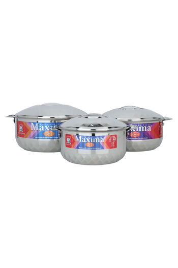 Alsaif Gallery Stainless Steel Food Storage Set, 3 Pieces - Silver