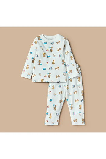 Juniors Bear Print Long Sleeves T-shirt and Pyjama Set