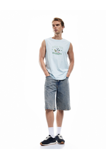 Koton Crew Neck Cotton Regular Fit Printed Sleeveless Undershirt