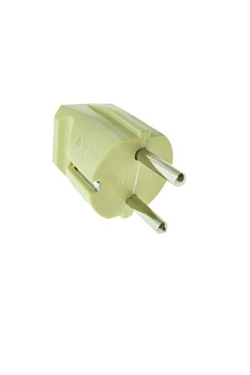OEM Detachable schuko plug, with grounding, 220V, 16A, with right outlet, made of ebonite, beige