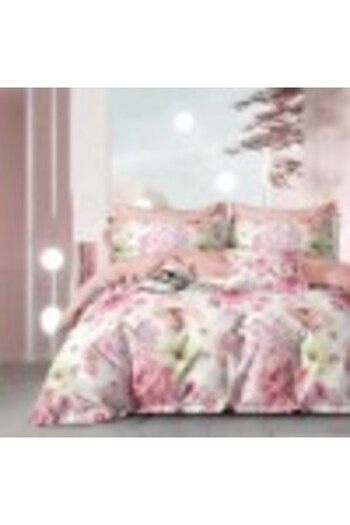 Pucioasa 1 person percale bed linen with pastel floral design, 100% cotton