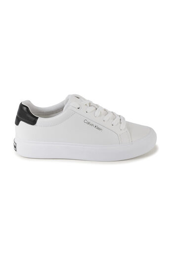 Calvin Klein Women's Brand Logo Lace-up Non-Slip Sole Casual White Sneaker HW0HW02037-0LI