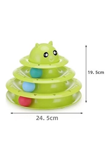 Bundera 3 Tiers Cat Toy with Cat Head, Movable Rotating Ball Tower Pet Activity Non-Slip Anti-Tipping