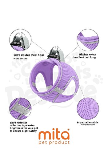 MITA Air Mesh Cat Dog Chest Collar Double Reflective, Anti-Sweat Collar