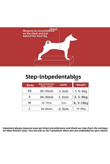 Tailpetz Red Step-In Dog Chest Collar - Sturdy Adjustable and Easy to Wear