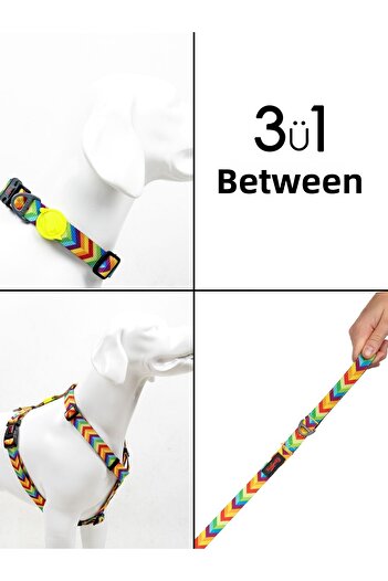 Tailpetz Rainbow H-Type Chest Neck Collar and Ship Strap Set 3 in 1