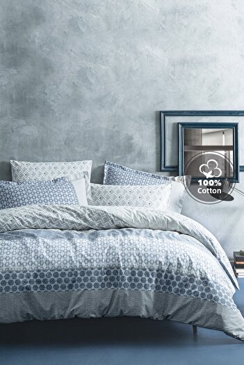 Yataş Malin Single Ranforce Duvet Cover Set - Blue