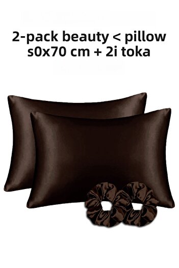 MonoHome 2Pcs 50X70Cm Silk Satin Pillowcase & Red Brown Buckle