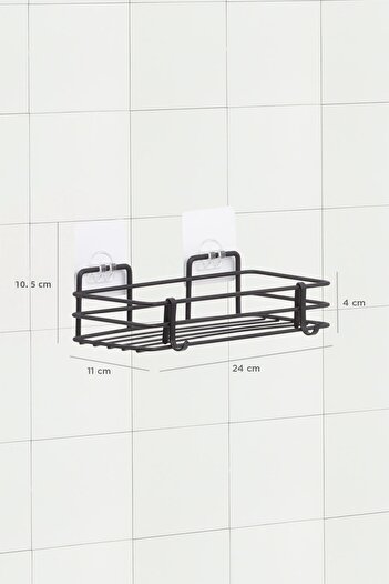 Sas Haus Lifetime Stainless Adhesive Bathroom Organizer Shampoo Holder Shower Shelf Black Mgs-718