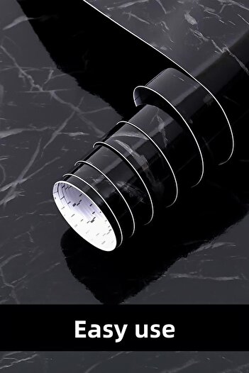 MUJGAN 5 Meter Black Roller with Marble Pattern - Shelf Cover, Pull Cabinet and Interior Finish