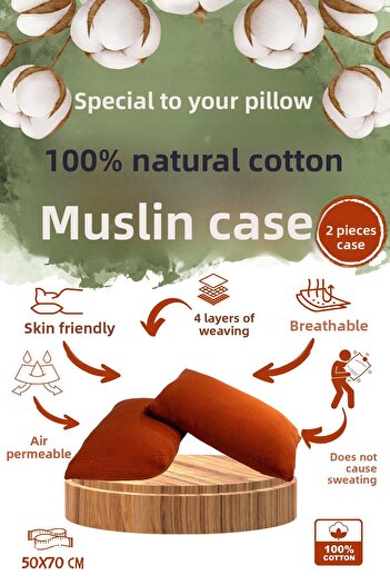 OTEXSA 4 Layer Tile Muslin Pillow - 50X70Cm 2 Pieces
