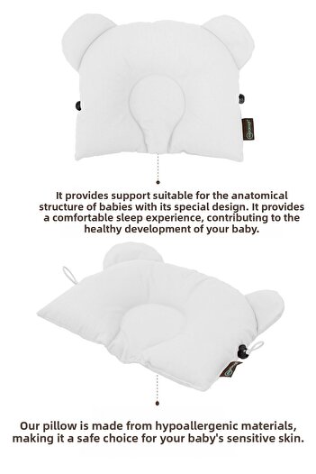 mordesign Adjustable Baby Flat Head Pillow, Newborn Head Pillow, Baby Sleeping Pillow, Morbear Series