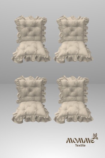 MoMMe Backed Fringed Chair Cushion 40X85 cm Beige Color