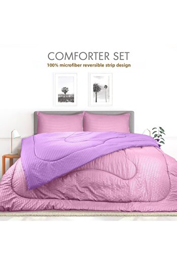 Hotel Linen Klub Stripe Reversible  Comforter Set- Ultra Soft  Microfiber Fabric, Soft Siliconized Fiber Filling