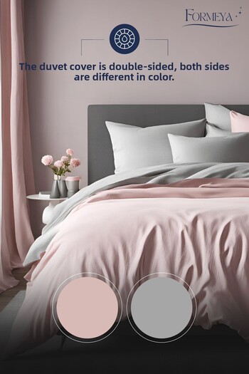 Formeya Double-Sided Double Duvet Cover Set with Elastic Sheet (2 Pillowcases)