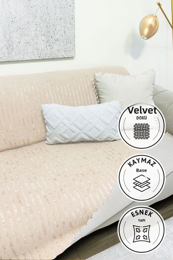 FAVORA Non-Slip Base Velvet Sofa with Sponge 170X210 Beige