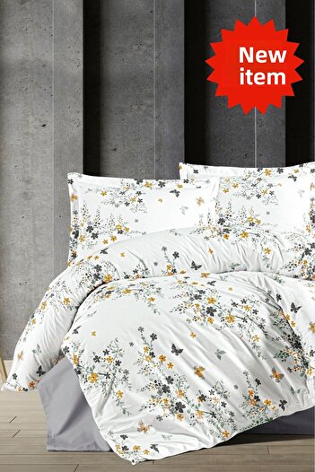 CANDAN ÇEYİZ Double Fitted Sheet Cotton Anthracite Tuğba Duvet Cover Set