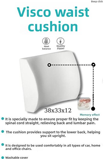 Viscomina Orthopedic Chair Pillow - Back and Lumbar Support, Pu Sponge Cushion
