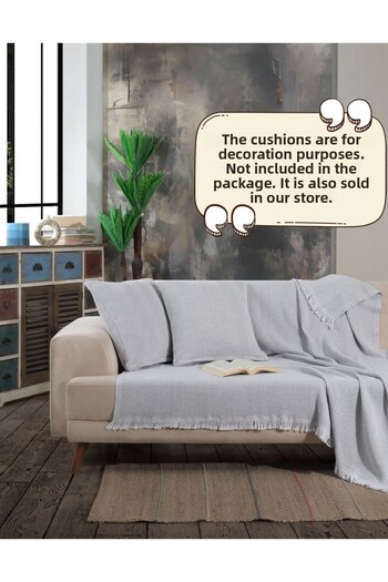 Lux Touch Lily Gray Cotton Tufted Sofa Cover - 150x200cm Sofa Sofa Bed Divan Cover Shawl