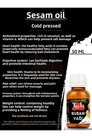 TİJDA Sesame Oil 100% Cold Pressed 50 ml
