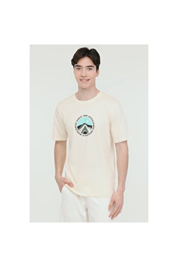 Jack & Jones Ανδρικό μπλουζάκι Jack&jones Lafayette 1 μπεζ με στρογγυλή λαιμόκοψη
