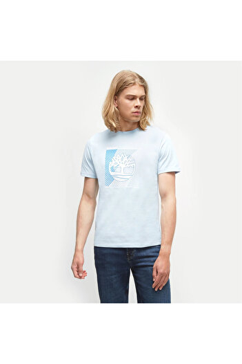 Timberland Tree Logo Graphic Regular Men's Blue Round Neck T-shirt