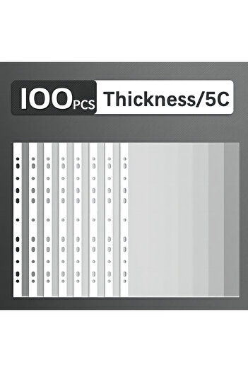 Choice 5C thickness 100pcs 100pcs 11 Hole A4 File Pockets Ring Binder File Folder Jackets File Bag for Hole