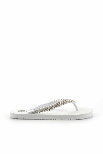 Bambi White Lame Women's Slippers K04376000459