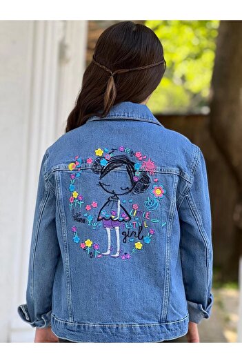 DUDOR KİDS Jachetă din denim brodat pentru fete - Jachetă din denim/Manta din denim - Manta din denim