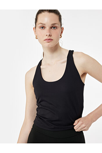 Koton U Neck Sleeveless Slim Fit Interlock Sports Tank Top
