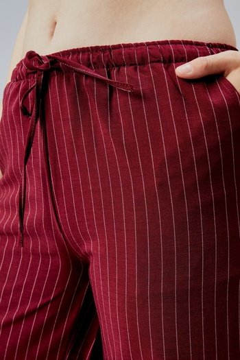 GENIUS STORE Kadın Pantolon Geniş Paça Yüksel Bel Cepli Çizgili Pantolon ÇİZGİLİ-PANTOLON