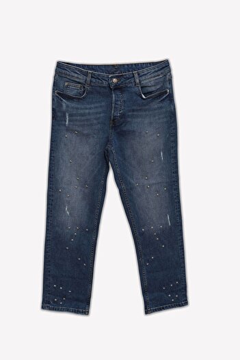 Bluewhite Women's Star Stone Detailed Straight Fit Jean Trousers