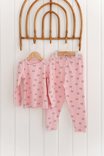 Lilabio %100 Pamuk Desenli Kız Çocuk Pijama Takımı