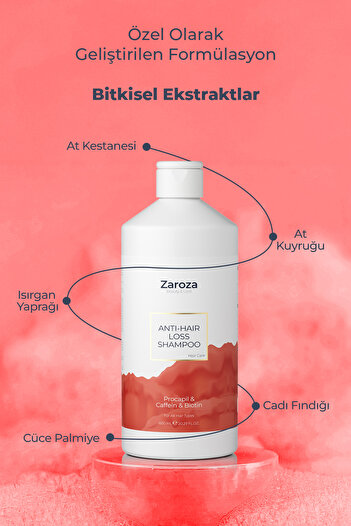 ZAROZA Saç Dökülme Karşıtı Hızlı Uzamaya Yardımcı Güçlendirici Procapil Biotin Şampuan 600ml Erkek Kadın
