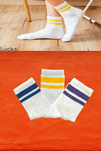 Esinti Men's Socks Women's Socks Long Sports Socks Patterned Socket Socks Colorful Socks 3 Pieces