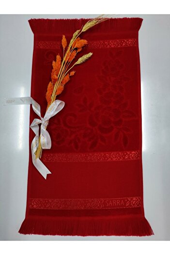 sarra Sarra 50x90 Dark Etamine Towel - Fringed, Red