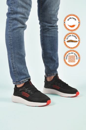 WALKWAY Onega Men's Breathable Lightweight Flexible Summer Black Sports Shoes